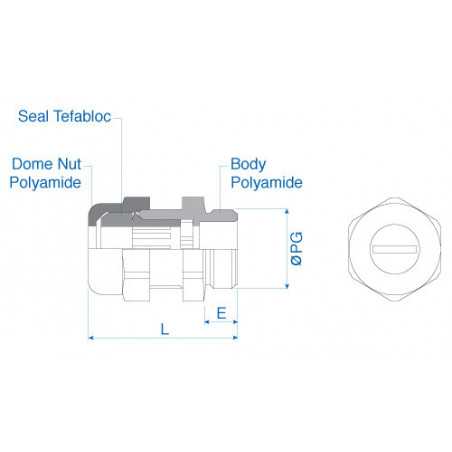 Cable Gland for Angular, 8 x 12 Industrial Flat Cable - Polyamide, PG16