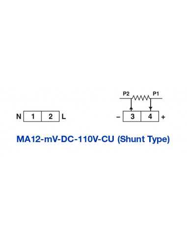 MA12-50mV-DC-110V-CU & MA12-100mV-DC-110V-CU, LED Ampere Meters
