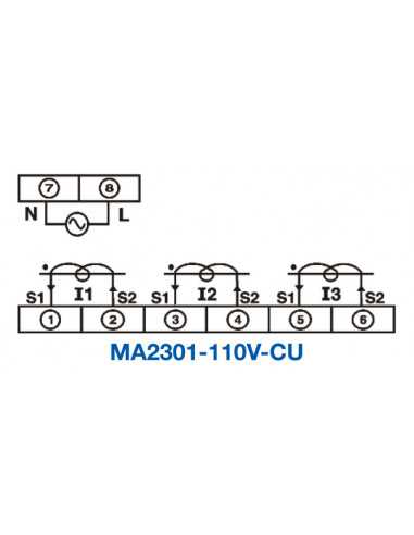 MA2301-110V-CU, LCD Ampere Meters