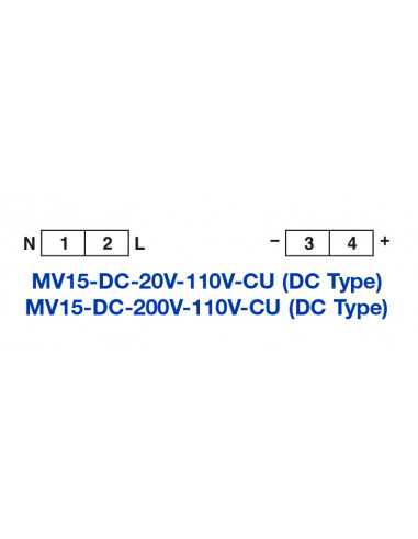 MV15-DC-20V-110V-CU & MV15-DC-2000V-110V-CU, LED Voltage Meters