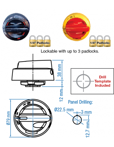 Yellow/Red Extended Handle - LK11 UL - Motor Disconnect Switch