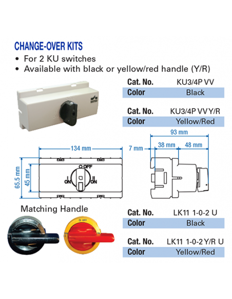 Change-Over Kits - LK11 1-0-2 U - Black Matching Handle - Motor Disconnect Switch