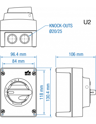 KEM425UL - 25A - Non-Fused Polycarbonate Enclosed Motor Disconnect Switch