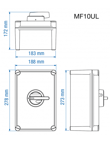 KEM3100L - 100A - Non-Fused Polycarbonate Enclosed Motor Disconnect Switch