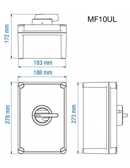 KEM3125L Y/R - 125A - Non-Fused Polycarbonate Enclosed Motor Disconnect Switch