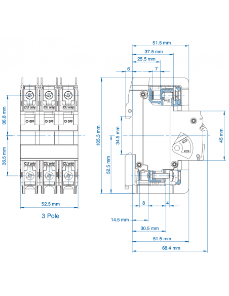 3C63UL - UL489 Miniature Molded Case Circuit Breaker