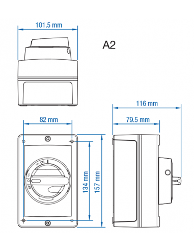 KEA416UL - 16A - Non-Fused Aluminum Enclosed Motor Disconnect Switch