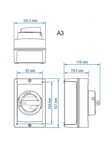KEA3100UL Y/R - 100A - Non-Fused Aluminum Enclosed Motor Disconnect Switch