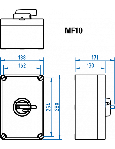 KEM360UL98 Y/R - UL98 Motor Disconnect Switch - Polycarbonate Enclosure
