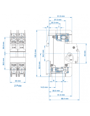 2D50UL - UL489 Miniature Molded Case Circuit Breaker
