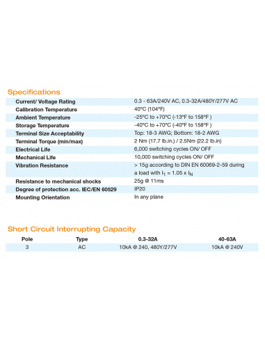 3D16UL - UL489 Miniature Molded Case Circuit Breaker