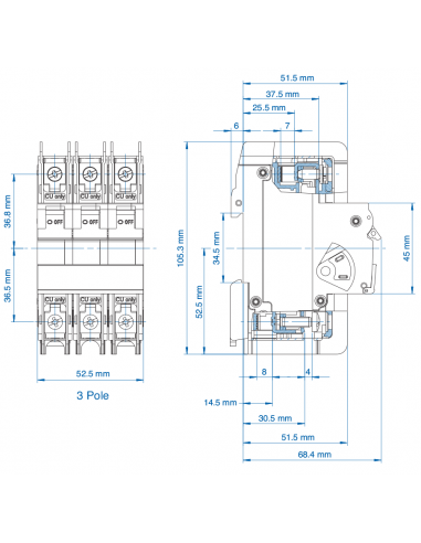 3D25UL - UL489 Miniature Molded Case Circuit Breaker