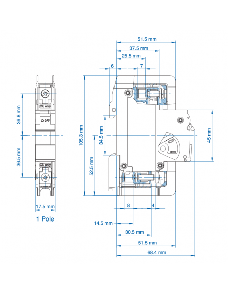 1C3DL - UL489 Miniature Molded Case Circuit Breaker