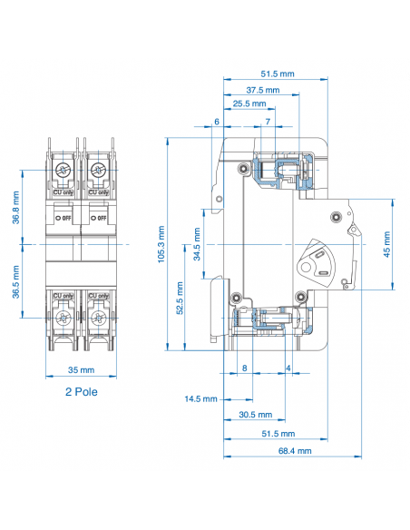 2D40DL - UL489 Miniature Molded Case Circuit Breaker