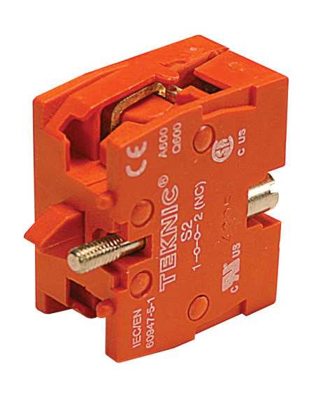 22mm Push Button Switch Contacts - Panel Mount Normally Closed Silver - S2