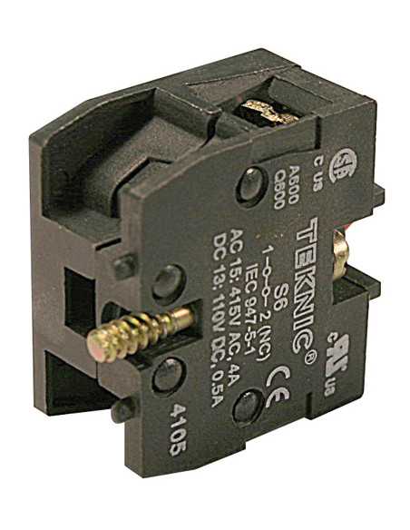 22mm Push Button Switch Contacts - Base Mount Normally Closed Silver - S6