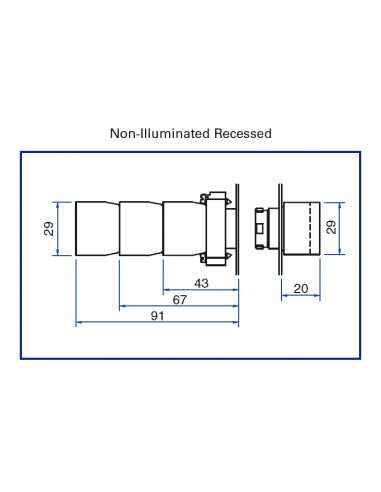 2AF2RH Recessed Momentary - Non-Illuminated Metal Operator