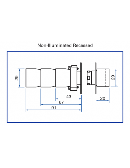 2AF8RH Recessed Momentary - Non-Illuminated Metal Operator