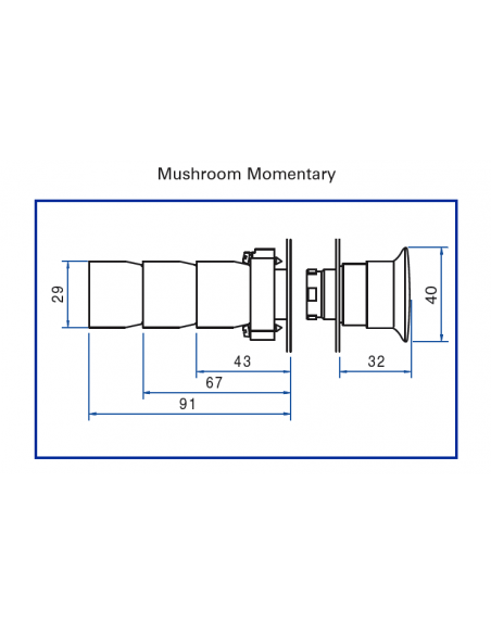 2AM6 Mushroom Momentary - Non-Illuminated Metal Operator