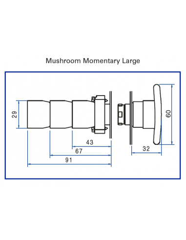 2AMJ8 Mushroom Momentary Large- Non-Illuminated Metal Operator