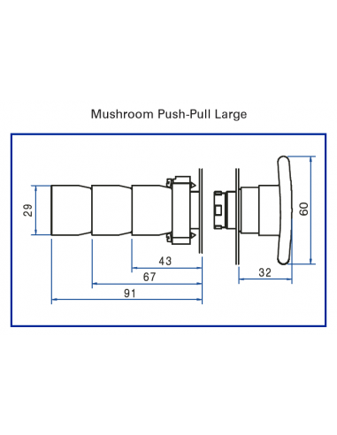 2AMPPJ6 Mushroom Push-Pull Large - Non-Illuminated Metal Operator