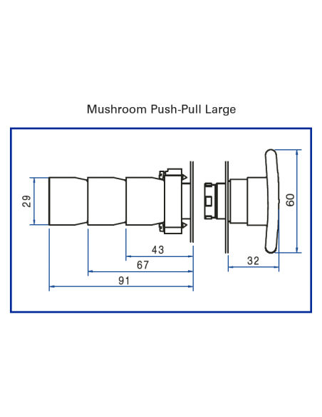 2AMPPJ6 Mushroom Push-Pull Large - Non-Illuminated Metal Operator