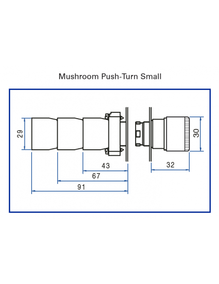 2AMLS3 Mushroom Push-Turn Small - Non-Illuminated Metal Operator