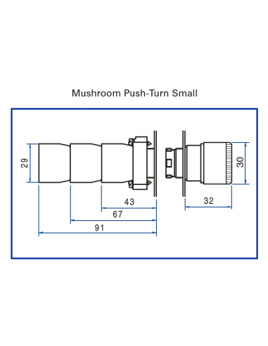2AMLS8 Mushroom Push-Turn Small - Non-Illuminated Metal Operator