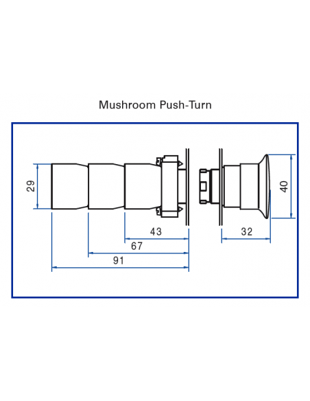 2AML1 Mushroom Push-Turn - Non-Illuminated Metal Operator