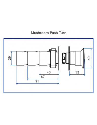 2AML3 Mushroom Push-Turn - Non-Illuminated Metal Operator