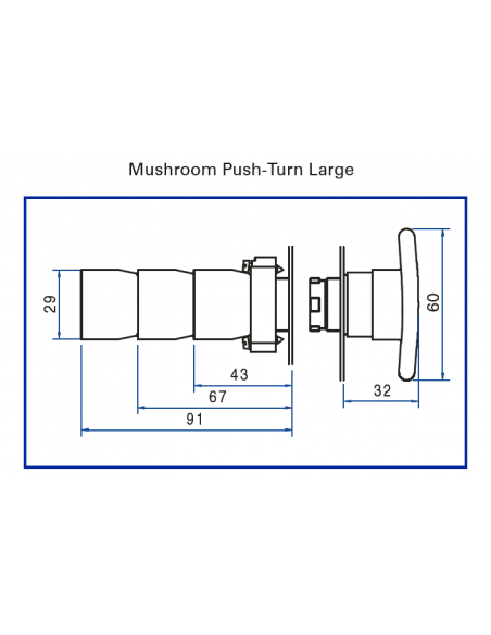 2AMLJ8 Mushroom Push-Turn Large - Non-Illuminated Metal Operator