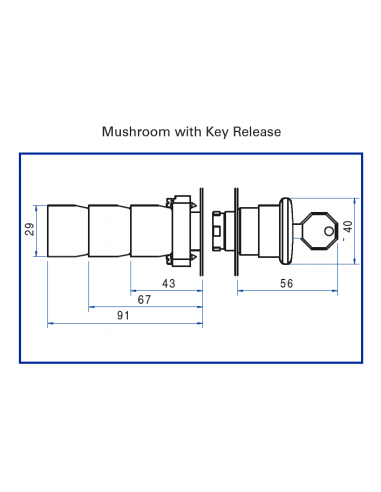 2AMLKB1 Mushroom with Key Release - Non-Illuminated Metal Operator