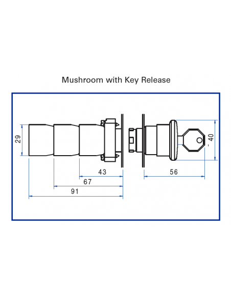 2AMLKB6 Mushroom with Key Release - Non-Illuminated Metal Operator