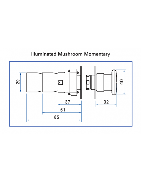 2ALM6LB-110 Mushroom Illuminated Momentary - Illuminated Mushroom Metal Operator
