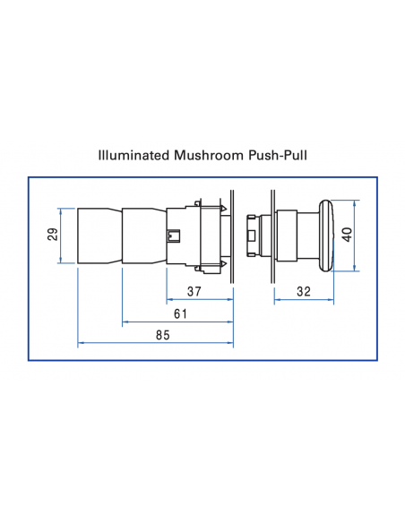 2ALMPP4LB-230 Mushroom Illuminated Push-Pull - Illuminated Mushroom Metal Operator