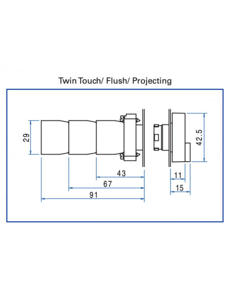 2ATF3-P4-IO Twin Touch Metal Non-Illuminated Operators