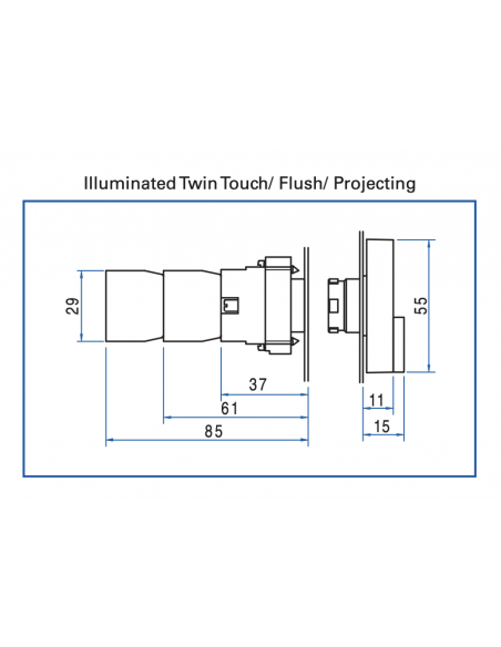 2ATL5LB F2F1-IO-012 Twin Touch Metal LED Illuminated Operators