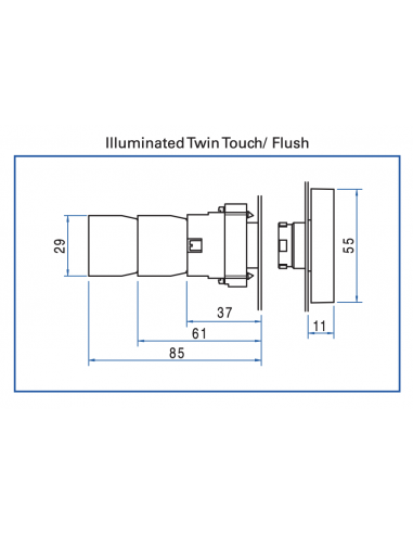 2ATL5LB F3F4-IO-012 Twin Touch Metal LED Illuminated Operators