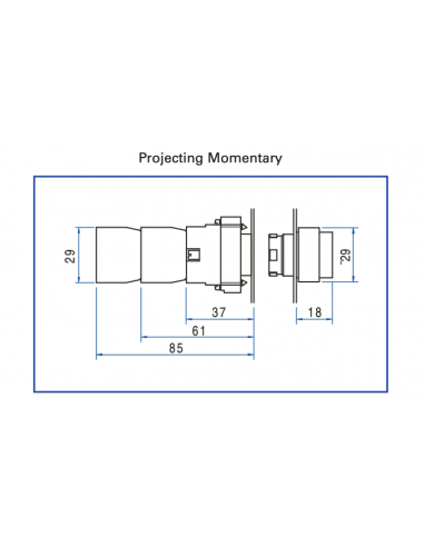 2ALP8LB-230D LED Illuminated Metal Projecting Operators