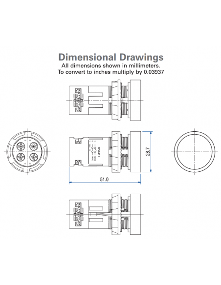3PSFPP810 Economy Non-Illuminated Plastic Push Buttons
