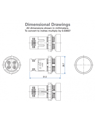 3PSFPP811 Economy Non-Illuminated Plastic Push Buttons