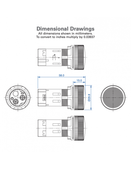 3PLBR6L-110 Unibody LED Indicator Plastic Pilot Lights