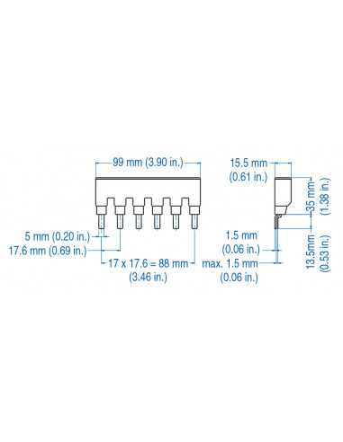 2P16UL3/6 - UL 489 - 2 PHASE BUSBAR - standard spacing