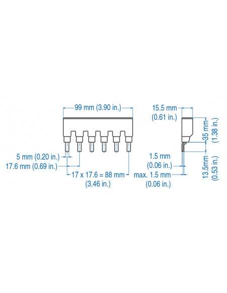 2P16UL3/6 - UL 489 - 2 PHASE BUSBAR - standard spacing