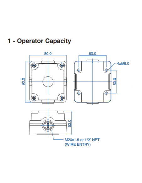 2005A13 Aluminum Enclosures for 22mm Operators