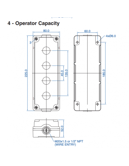 2020G10 Aluminum Enclosures for 22mm Operators