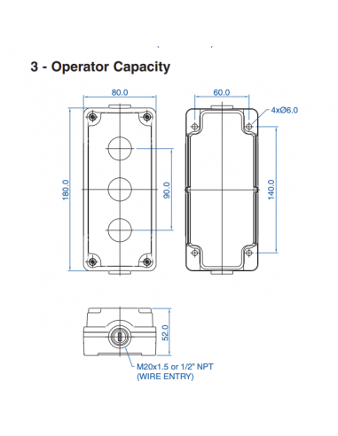 2032E10 Aluminum Enclosures for 22mm Operators