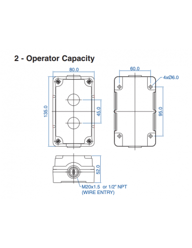 2012E13 Aluminum Enclosures for 22mm Operators