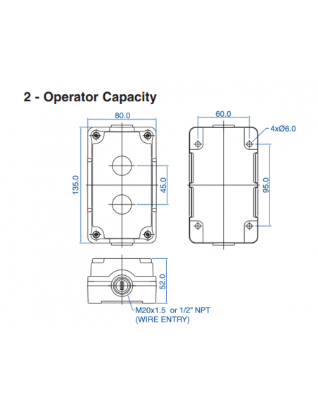 2012E13 Aluminum Enclosures for 22mm Operators