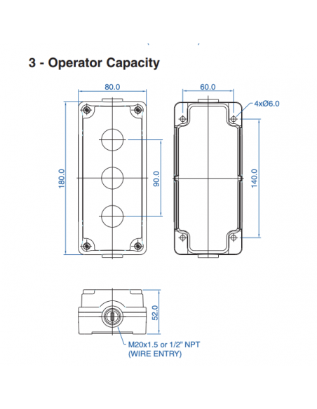 2033E10 Aluminum Enclosures for 22mm Operators